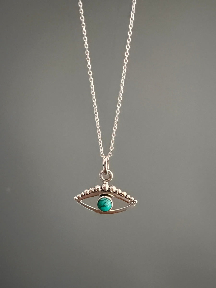 Third Eye / Evil Eye Turquoise Gemstone Pendant Necklace by Springwaves
