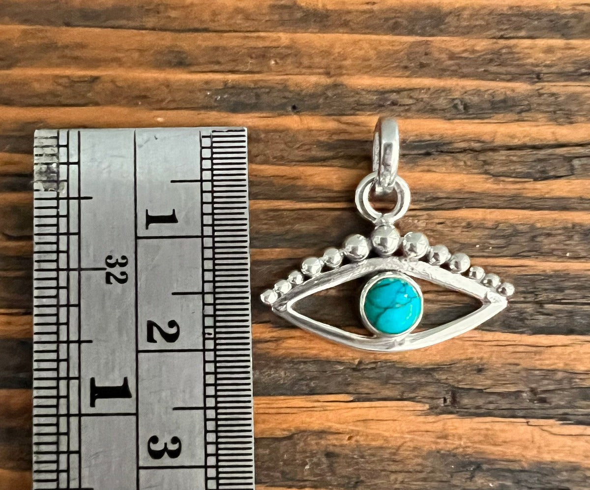 Third Eye / Evil Eye Turquoise Gemstone Pendant Necklace by Springwaves