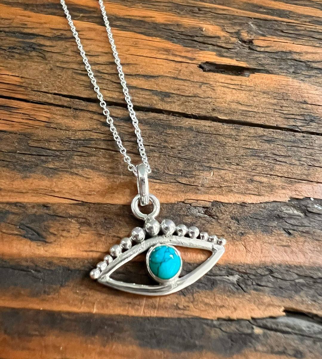 Third Eye / Evil Eye Turquoise Gemstone Pendant Necklace by Springwaves