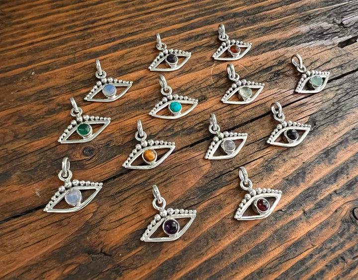 Third Eye / Evil Eye Gemstone Pendant Necklace - Choose Your Stone & Chain