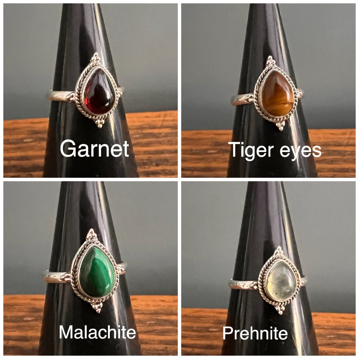 Teardrop Gemstone Boho Sterling Silver Ring - Gemstone & Size Options by Springwaves