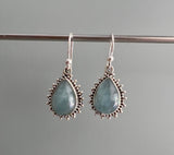 Aquamarine Sunburst Teardrop Earrings
