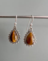 Tigereye Sunburst Teardrop Earrings
