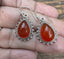 Carnelian Silver Boho Teardrop Earrings by Springwaves
