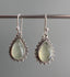 Silver Prehnite Boho Teardrop Earrings by Springwaves