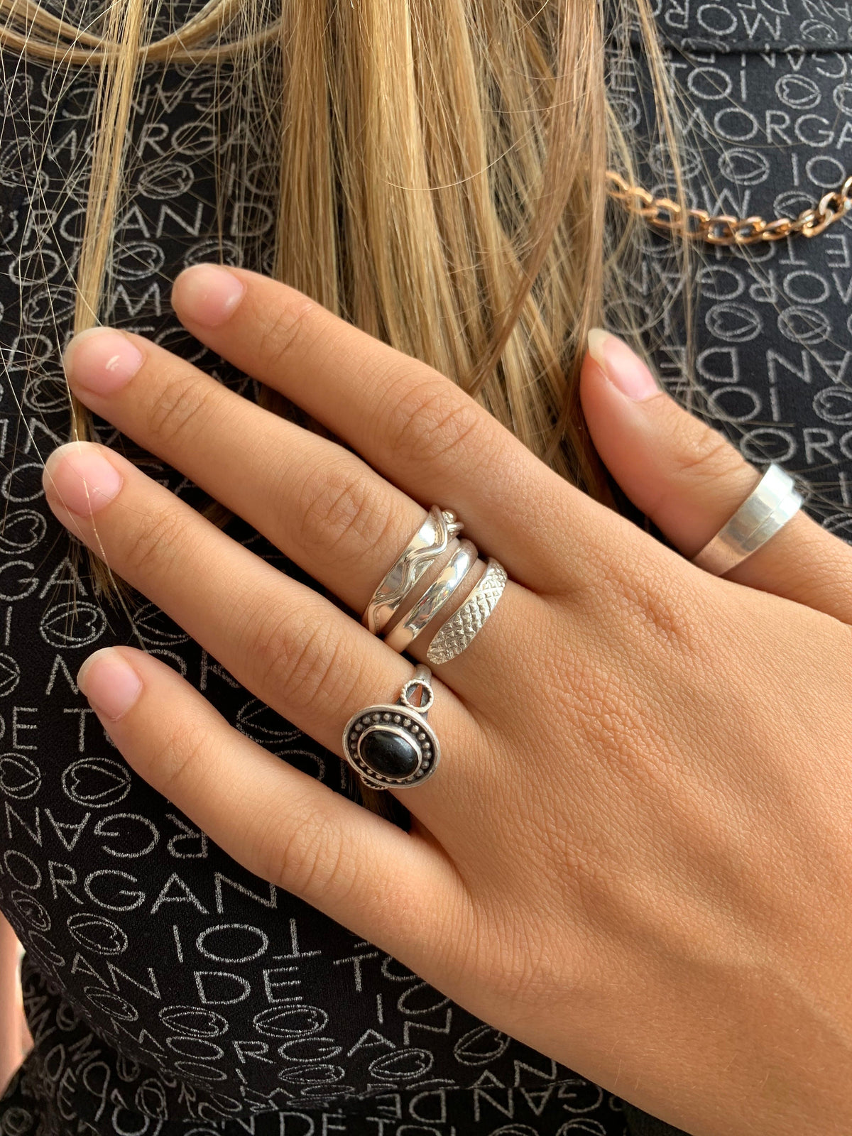 Silver adjustable Snake wrap ring,