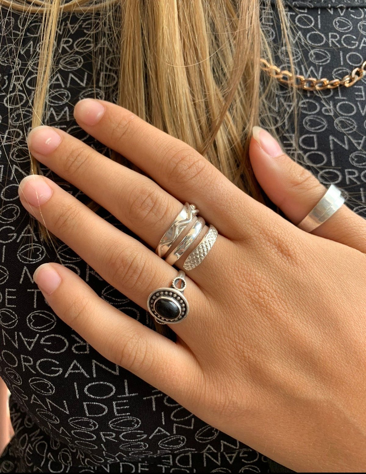 Silver adjustable Snake wrap ring,
