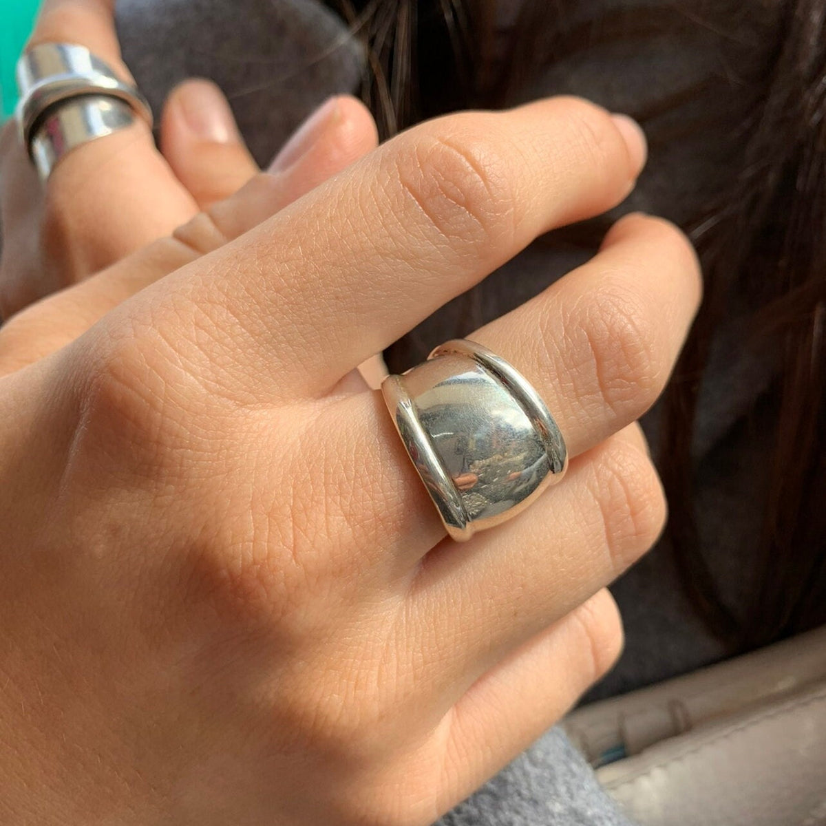 Sterling Silver Domed Ring-Adjustable