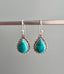 Turquoise Silver Boho Teardrop Earrings
