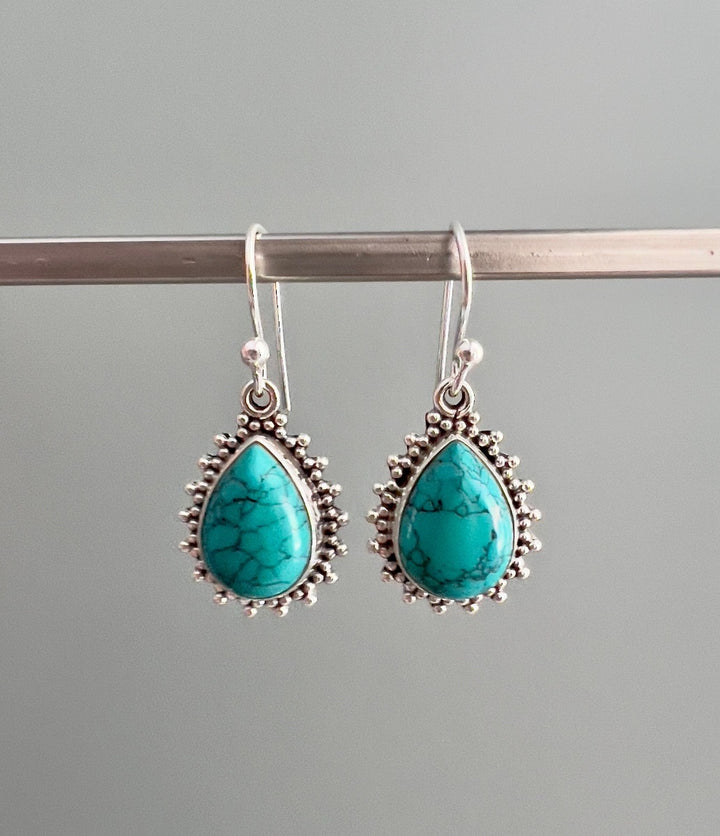 Turquoise Sunburst Teardrop Earrings