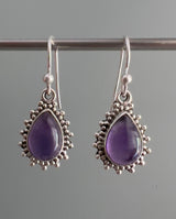 Amethyst Sunburst Teardrop Earrings