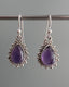 Silver Amethyst Boho Teardrop Earrings by Springwaves
