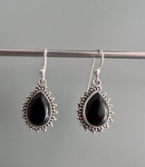 Black Onyx Sunburst Teardrop Earrings