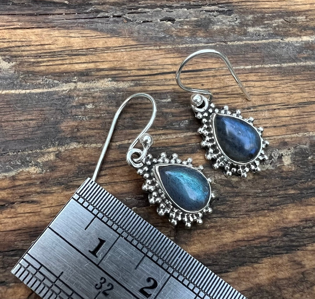 Silver Labradorite Boho Teardrop Earrings by Springwaves