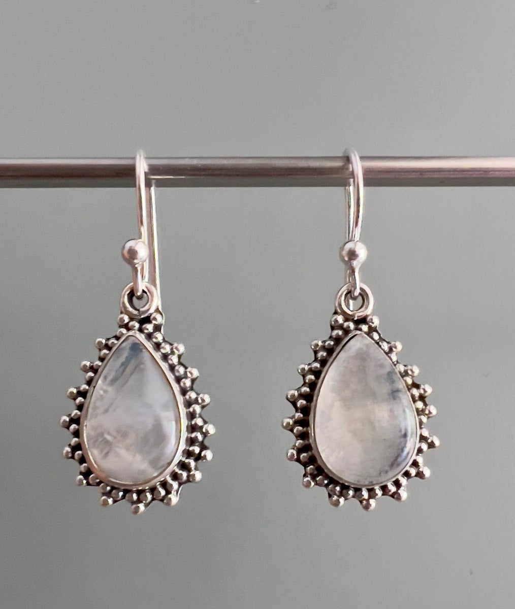 Rose Quartz Silver Boho Teardrop Earrings by Springwaves