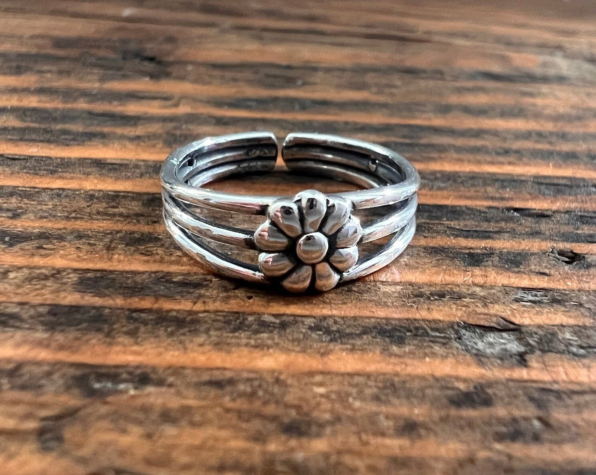 Flower Sterling Silver Adjustable Rings - Midi Pinky Toe - Choose your Design by Springwaves